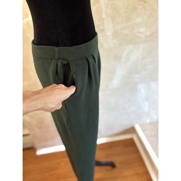 St. John Santana Knit Wide Leg Pants – Sz 6 - Hunter Green, Vintage Quiet Luxury - Picture 6 of 11